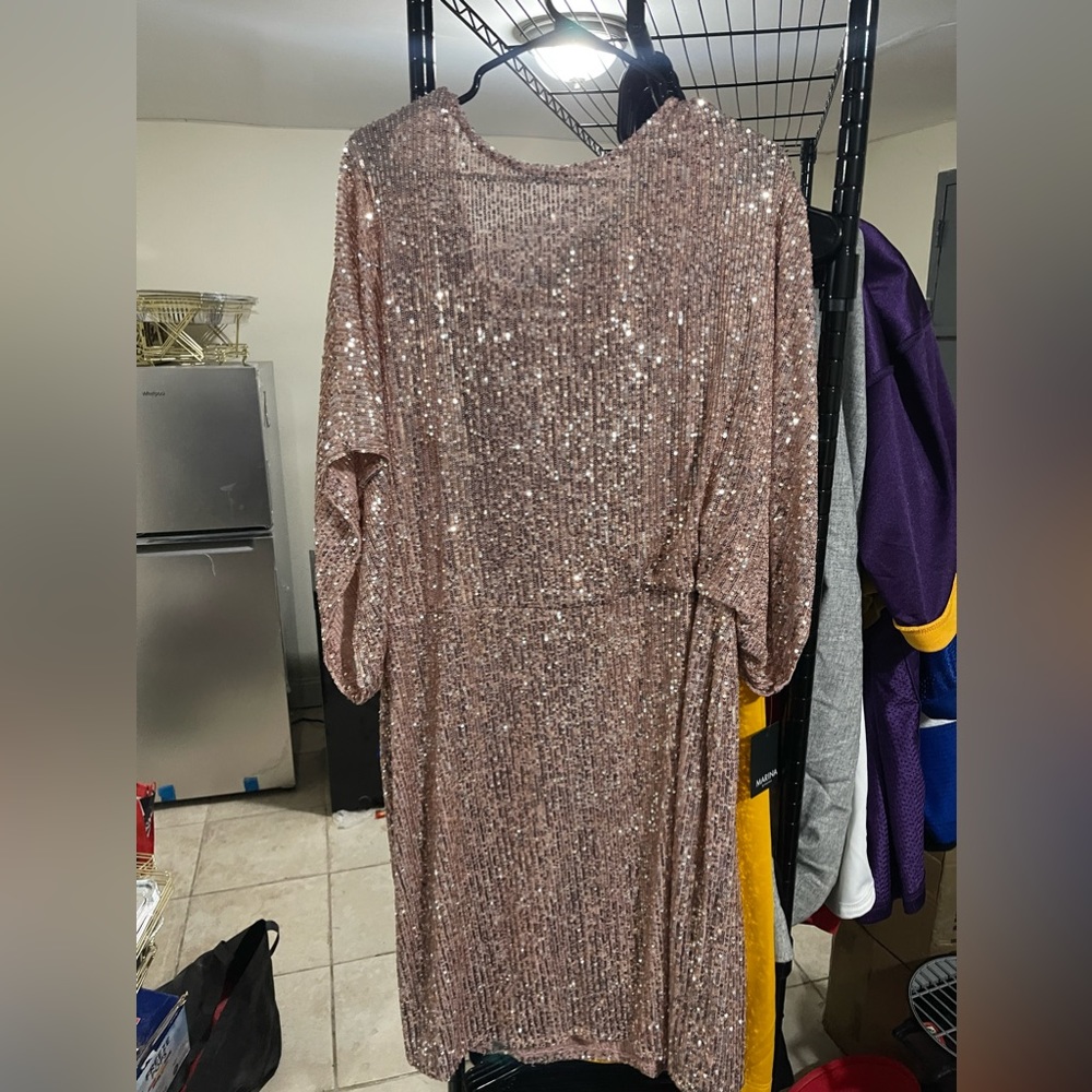 MARINA Rose Gold Sequin Mini Dress